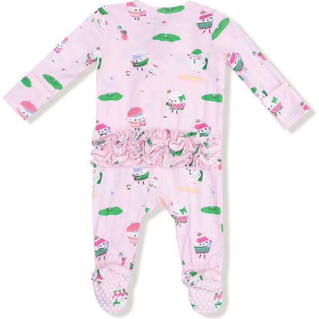 2 Way Zipper Ruffle Back Footie, Pink Golf - Footie Pajamas - 2