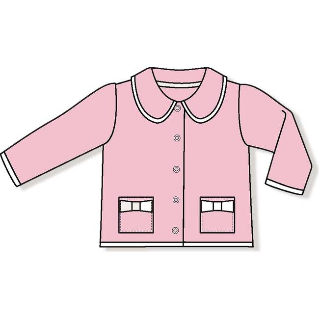 Tweed Style Jacket with Bow Pockets, Pink