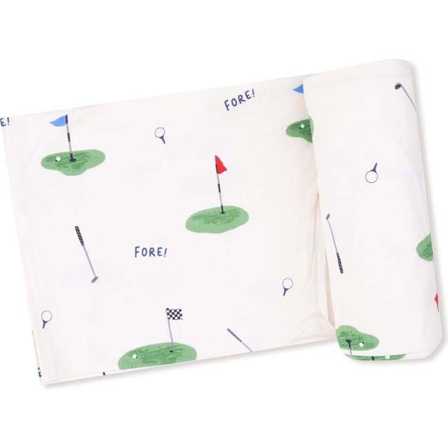 Swaddle Blanket, White Golf