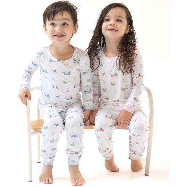 Long Sleeve Loungewear Set, Pink Golf Carts