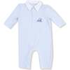 Polo Romper, Striped Blue Golf - Rompers - 1 - thumbnail
