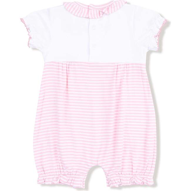 Ruffle Collar Romper with Piping and Picot, Pink Golf - Rompers - 2