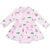 Long Sleeve Polo Bodysuit Dress, Pink Golf - Dresses - 1 - thumbnail