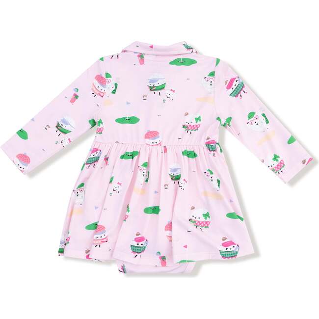 Long Sleeve Polo Bodysuit Dress, Pink Golf - Dresses - 3