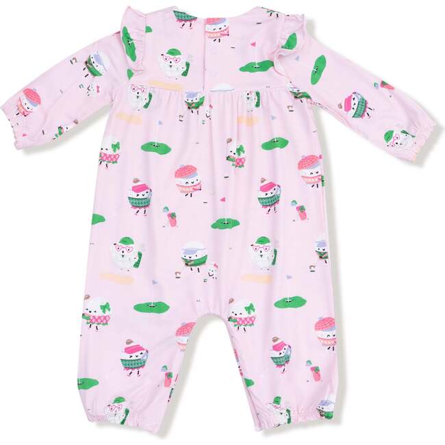 Ruffle Sleeve Romper, Pink Golf - Rompers - 2