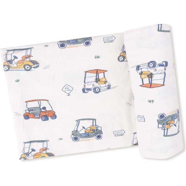 Swaddle Blanket, White Golf Carts