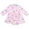 Long Sleeve Polo Bodysuit Dress, Dogs Pink Golf - Dresses - 2