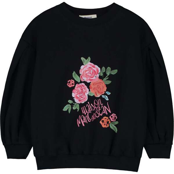 ROSES SWEATSHIRT, BLACK - Maison Mangostan Tops | Maisonette