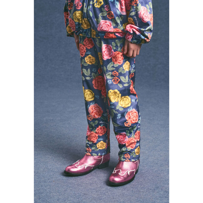 ROSES VELVET TROUSERS, NAVY - Pants - 2