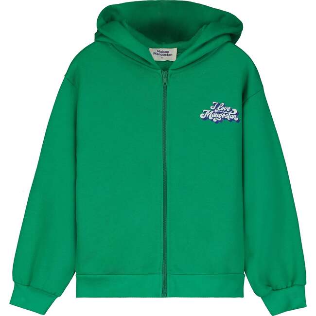 I LOVE MANGOSTAN ZIPPER HOODIE, GREEN