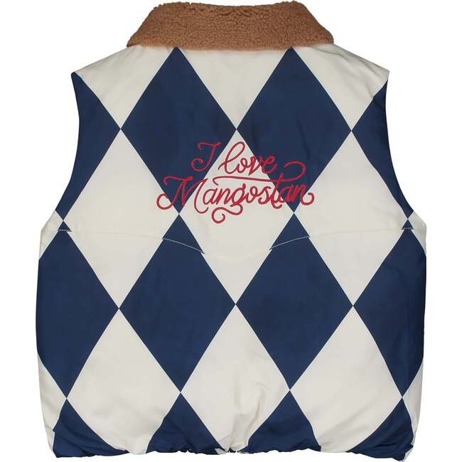 HARLEQUIN VEST, BLUE/IVORY - Vests - 3