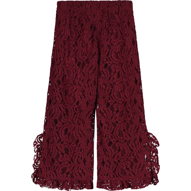 CHENILLE LACE TROUSERS, BURGUNDY