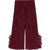 CHENILLE LACE TROUSERS, BURGUNDY - Pants - 1 - thumbnail