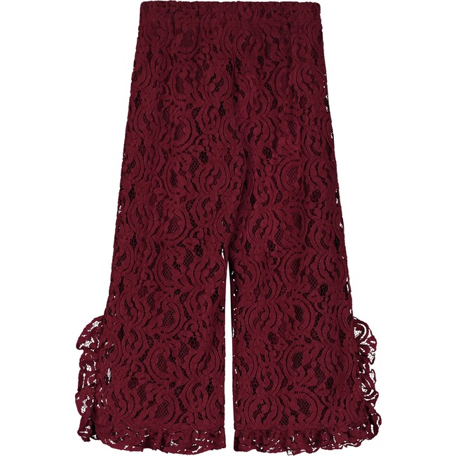 CHENILLE LACE TROUSERS, BURGUNDY - Pants - 3