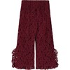 CHENILLE LACE TROUSERS, BURGUNDY - Pants - 3