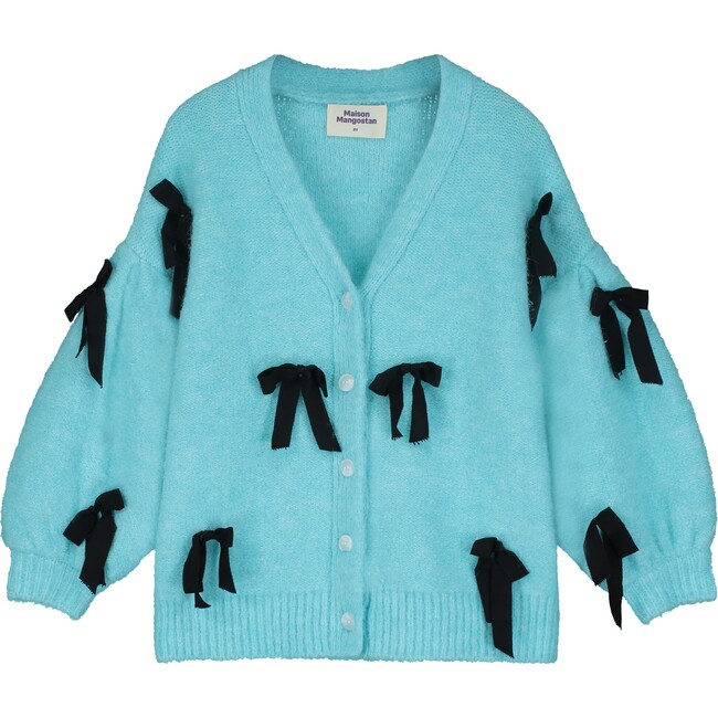 BOW KNIT CARDIGAN, SKY BLUE