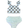 Girl's Two-Piece Swimsuit Checker in Seagrass - Two Pieces - 1 - thumbnail