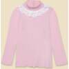 Ribbed Mock Neck with Lace Collar in Rhapsody Rose - Blouses - 1 - thumbnail