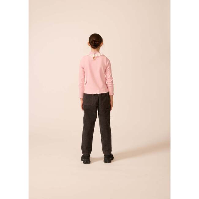 Ribbed Mock Neck with Lace Collar in Rhapsody Rose - Blouses - 3