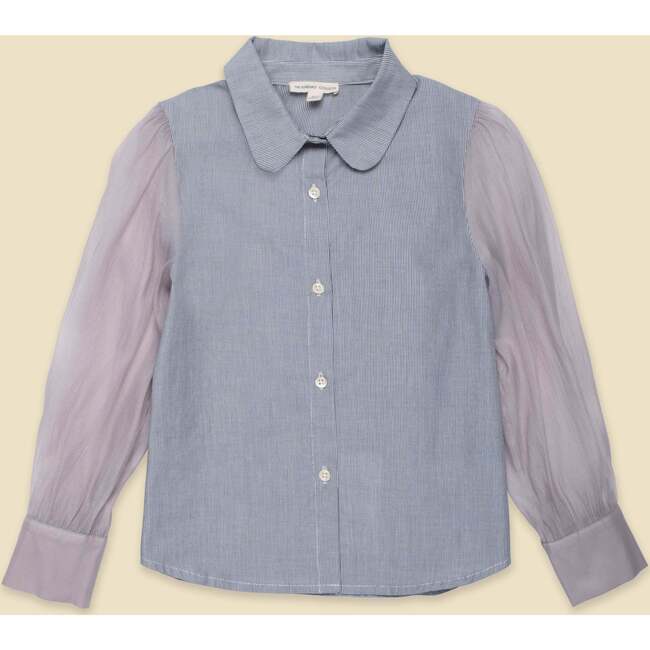 Pinstripe Chiffon Sleeve Blouse