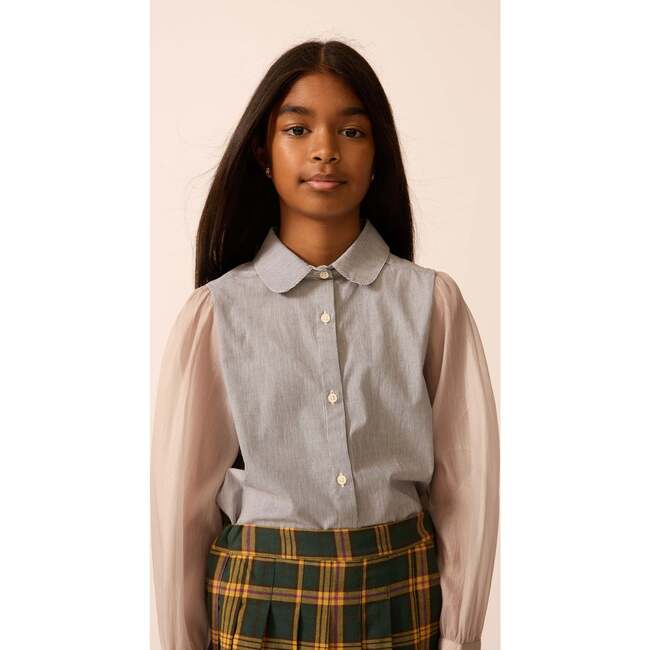 Pinstripe Chiffon Sleeve Blouse - Blouses - 3
