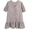 Women's Vichy Frilled Dress, Foggy Brown - Dresses - 1 - thumbnail