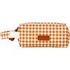 Two Compartment Pencil Case, Sienna Gingham - School Supplies - 1 - thumbnail