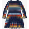 Kids Long Sleeve Perfect Pocket Dress In Rainbow Stripe, Navy New Fall Rainbow Stripe - Dresses - 1 - thumbnail