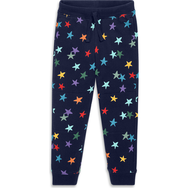 Kids Jogger In Rainbow Confetti Stars, Navy Confetti Stars