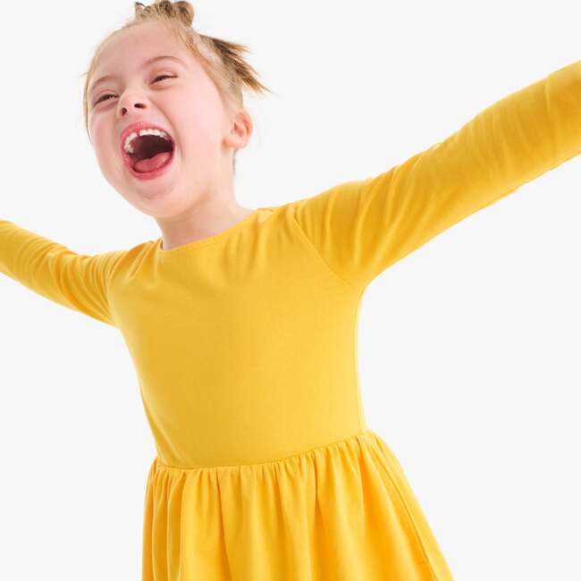 Kids Long Sleeve Perfect Pocket Dress, Sunflower - Dresses - 3