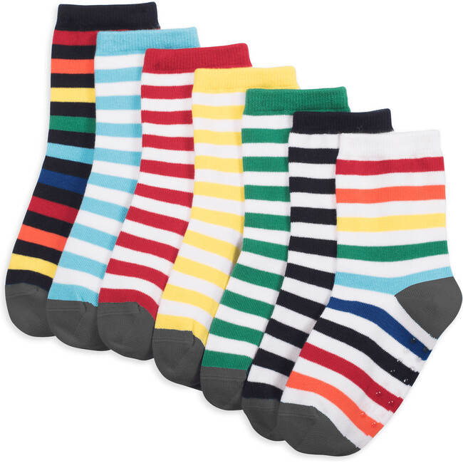 Kids Crew Sock 7-Pack In Stripe, Rainbow Stripe Mix