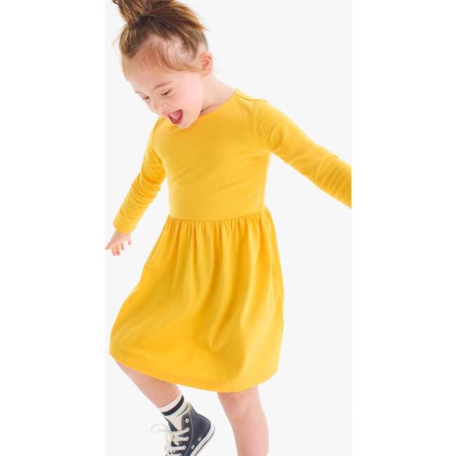 Kids Long Sleeve Perfect Pocket Dress, Sunflower - Dresses - 4