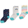 Kids Crew Sock 3-Pack In Rainbow Star Mix, Rainbow Sock Mix - Socks - 3