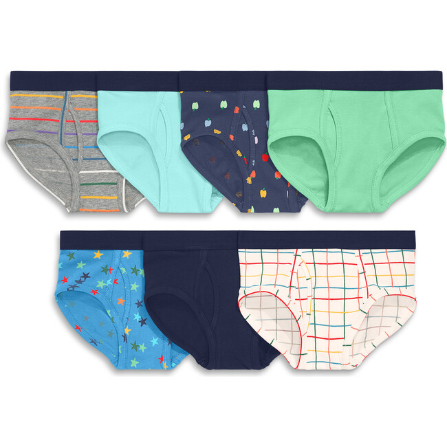 Kids Brief 7-Pack In Rainbow Prints, Fall Apple Mix