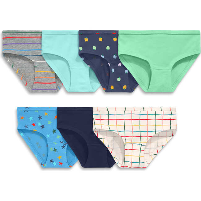 Kids Bikini 7-Pack In Rainbow Prints, Fall Apple Mix