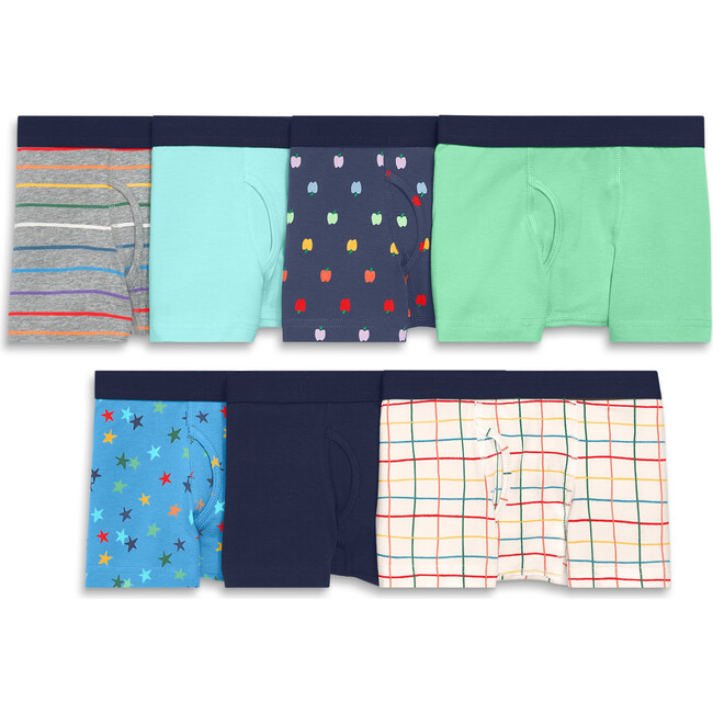 Kids Boxer 7-Pack In Rainbow Prints, Fall Apple Mix