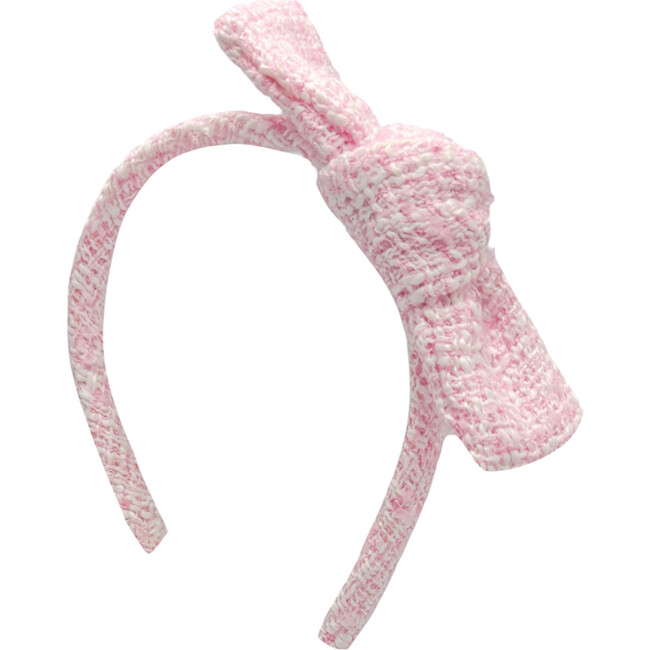 Tweed Bow Headband, Pink
