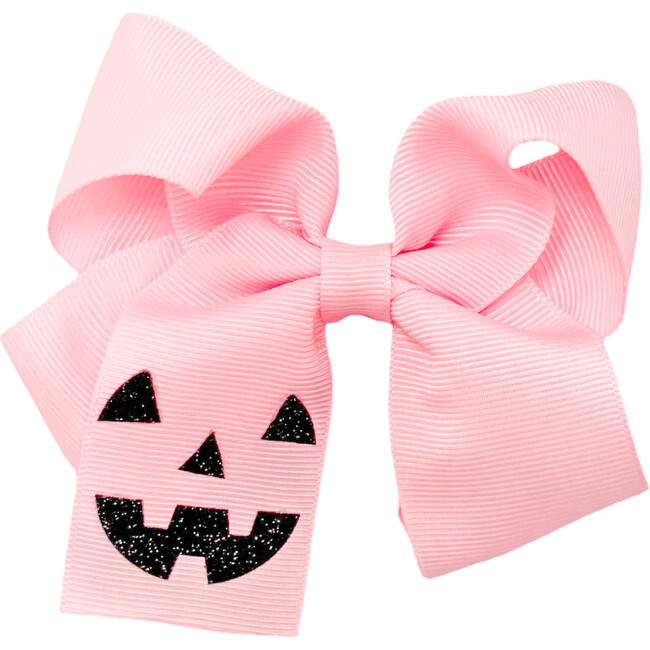 Jack-O-Lantern Halloween Hair Bow, Pink