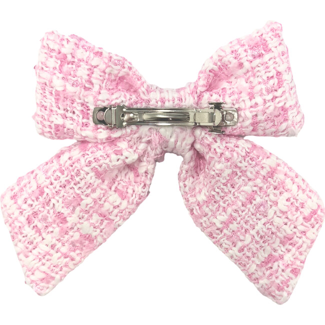 Tweed Hair Bow, Pink - Bows - 2