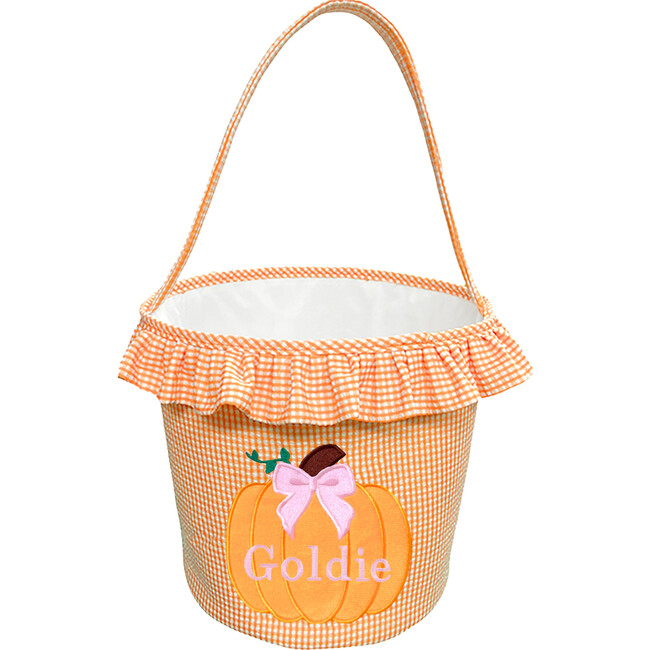 Ruffled Bow Halloween Pumpkin Tote, Orange