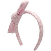Tweed Bow Headband, Pink - Headbands - 2