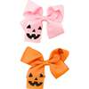 Jack-O-Lantern Halloween Hair Bow, Pink - Bows - 2