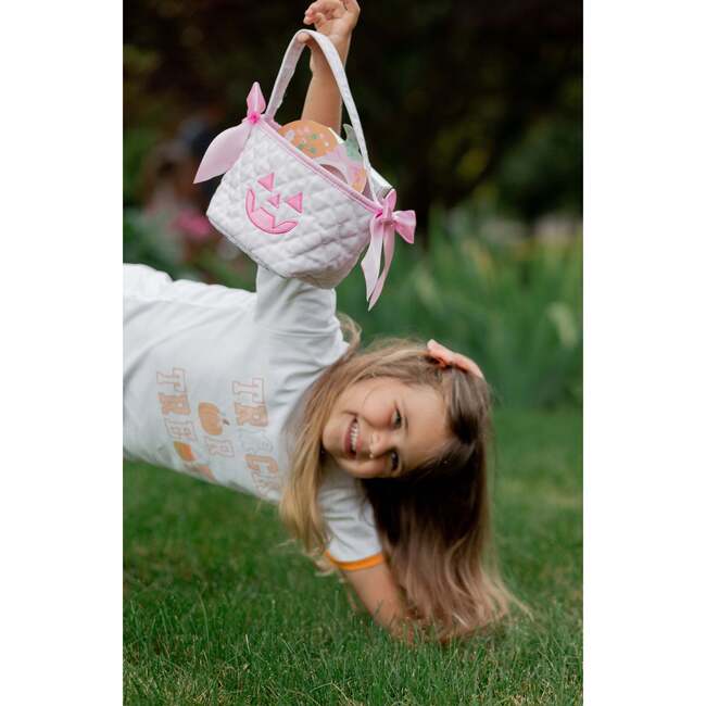 Petite Halloween Pumpkin Tote, Pink - Trick or Treat Baskets - 2