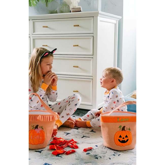 Jack-O-Lantern Halloween Pumpkin Tote, Orange - Trick or Treat Baskets - 3