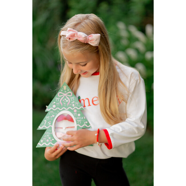 Velvet Bow Headband, Pink - Headbands - 3