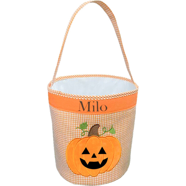 Jack-O-Lantern Halloween Pumpkin Tote, Orange - Trick or Treat Baskets - 6