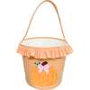 Ruffled Bow Halloween Pumpkin Tote, Orange - Trick or Treat Baskets - 6