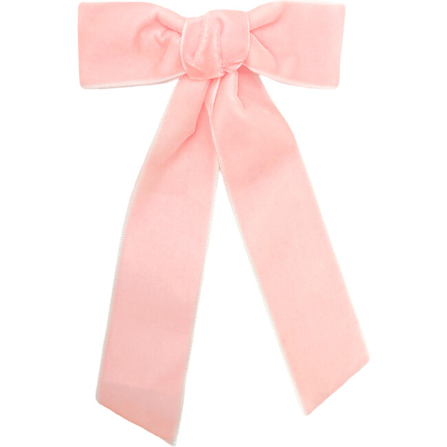 Velvet Long-Tailed Bow Barrette, Hot Pink - Bows - 7