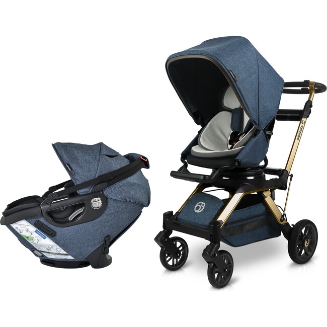 Stroll & Ride Travel System, Gold/Melange Navy