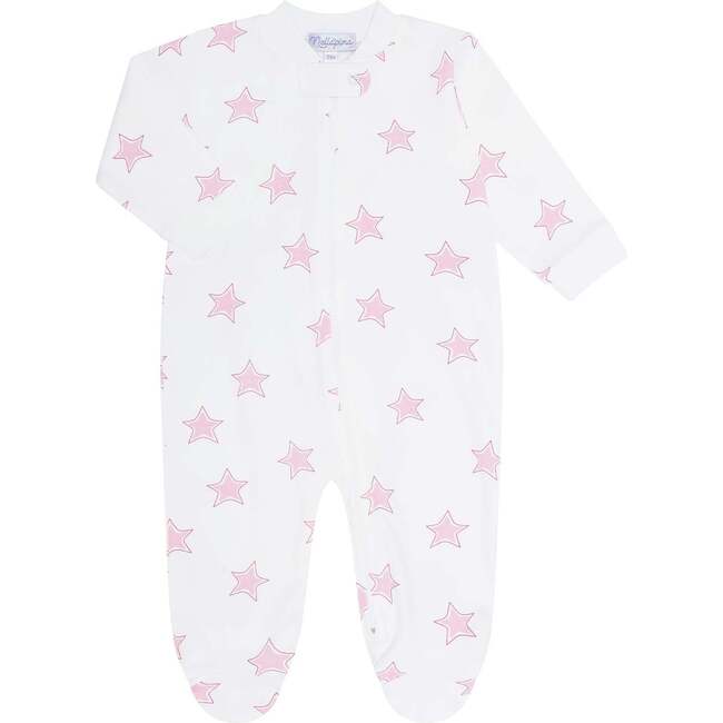 Pink Stars Print Zipper Footie - Footie Pajamas - 3